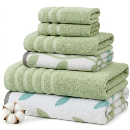 Modern Threads 6 Piece Bath Towel Set – Bathroom Set with 2 Bath Towels, 2 Hand Towels, and 2 Wash Cloths – 100% Cotton, Super Absorbent & Extra Soft – Reversible Floral Trail (Navy)