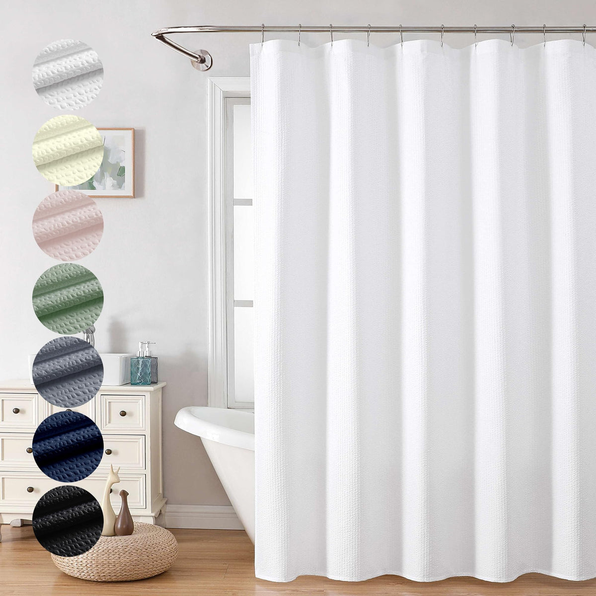 OVZME Berry Cute Shower Curtain, Embossed Textured Fabric Shower Curtain for Bathroom - Soft Cloth & Hotel Spa Luxury, Water Repellent, Machine Washable Shower Curtain, 72X72, Glacier Blue