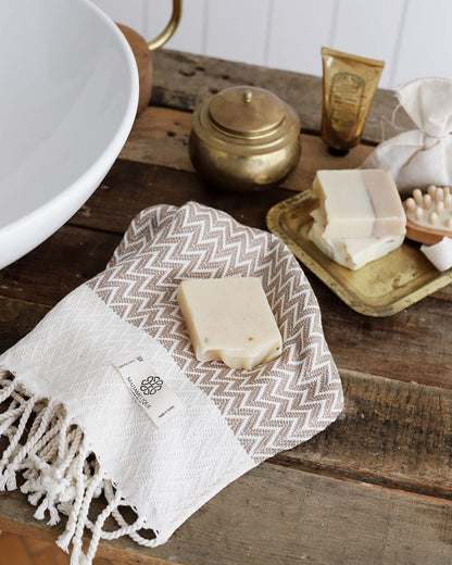 Madamelique Exclusive Hand Towels Set of 2-18 x 40 Inches - Decorative Bathroom Peshtemal Towel for Hand, Face, Hair, Yoga, Tea, Dishcloth, Kitchen and Bath - 100% Pure Cotton (Biscuit)