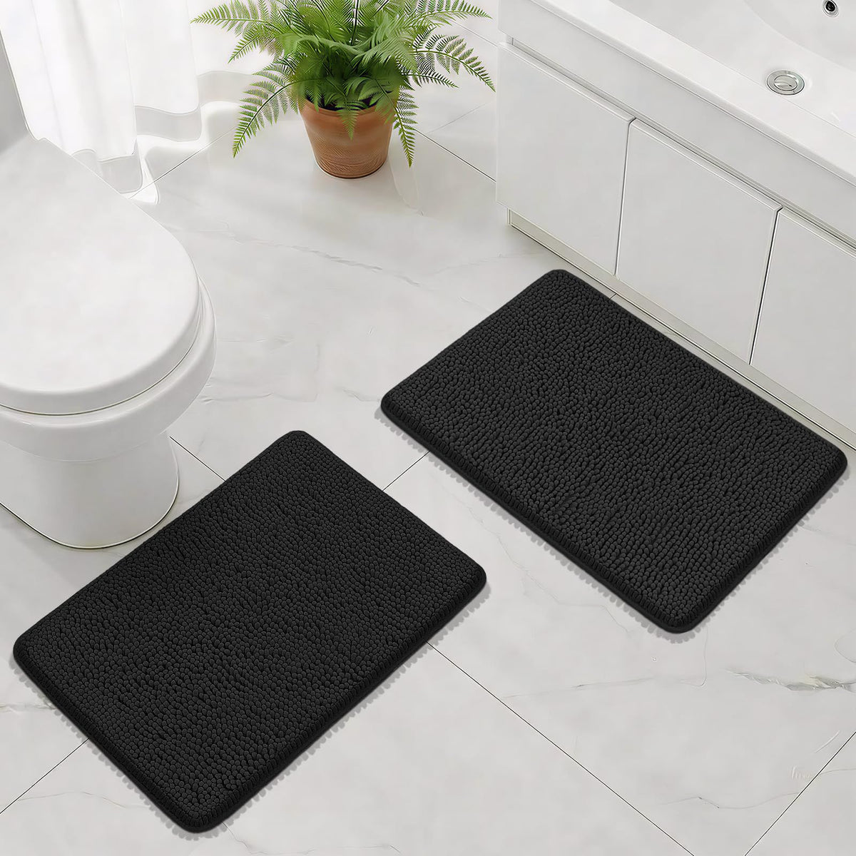 Bcoimo Bath Rug Mat,Sage Chenille High Absorbent Long Bathroom Runner Rugs