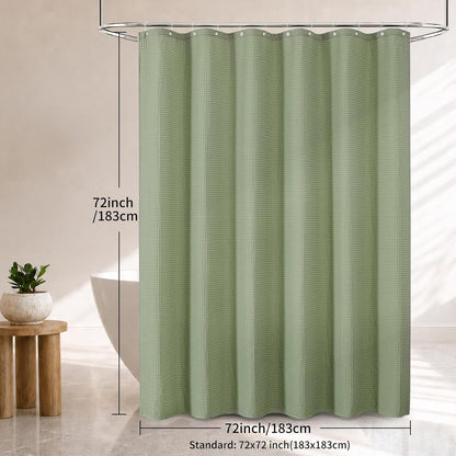 Colorful Star 256GSM Cotton Waffle Shower Curtain, Sage Green, 72 x 72