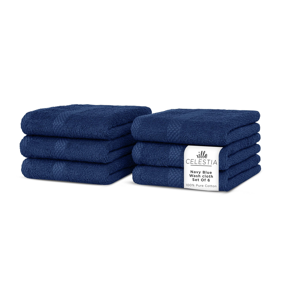Villa Celestia 100% Cotton Bath Towel Set of 18-4 Bath Towels, 6 Hand Towels, 8 Wash Cloths, Sustainable, Soft, Highly Absorbent, Combed Cotton 18 Piece Set for Hotels, Spa, Bathroom, Dorm, Blue