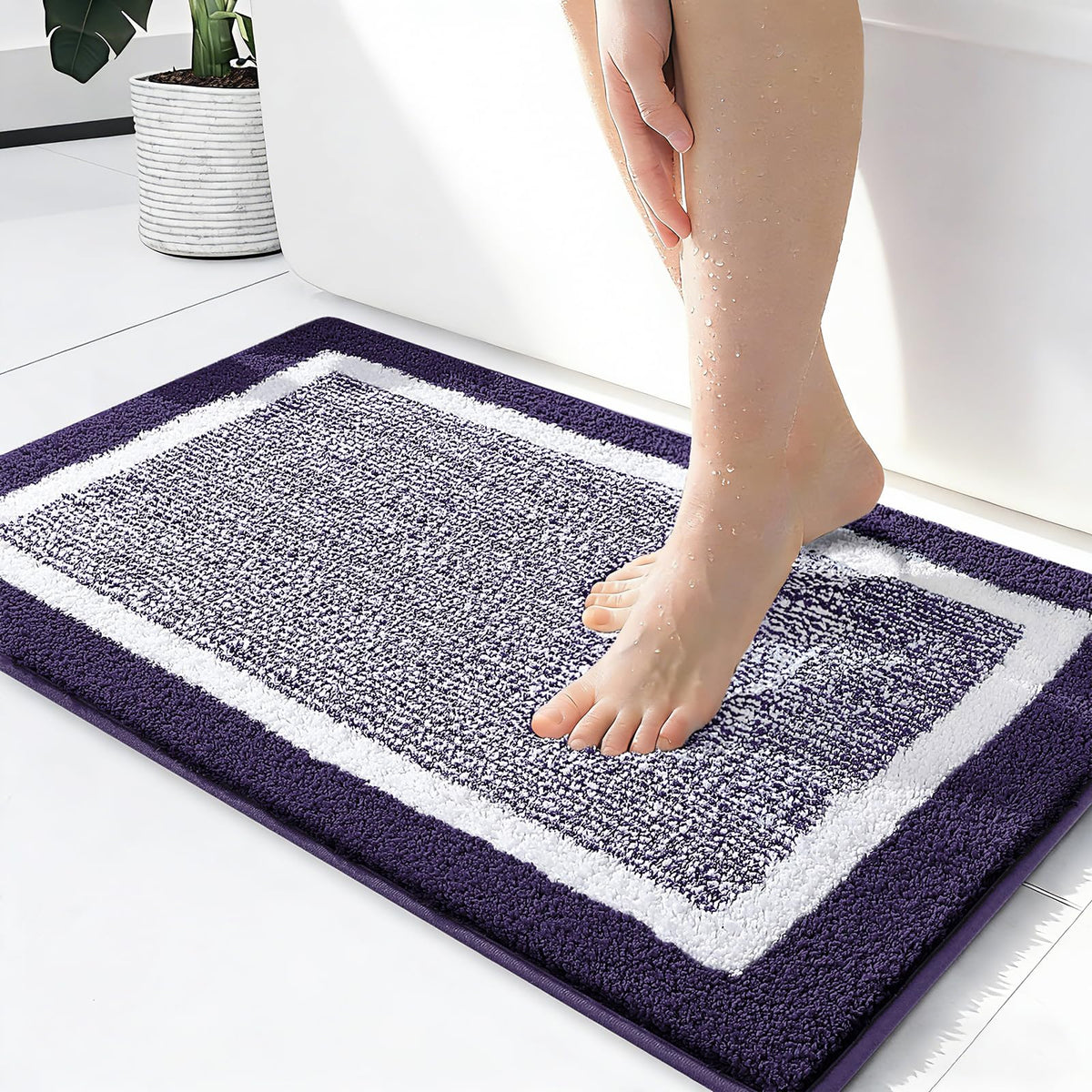 OLANLY Small Bathroom Rugs 24x16, Soft Absorbent Microfiber Bath Rugs, Grey
