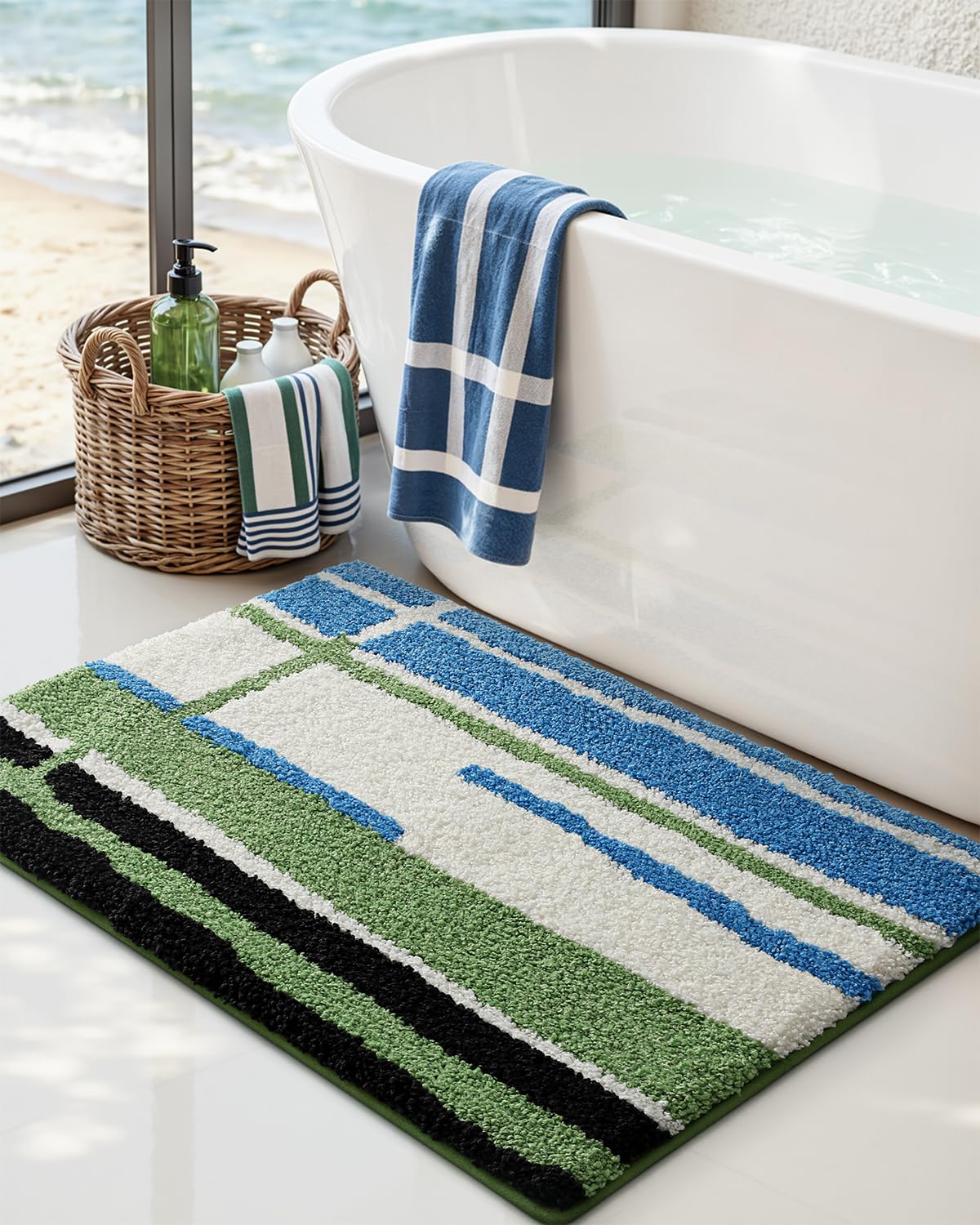 DEXI Colorful Bath Mats 36x24, Non Slip Washable Bathroom Rug