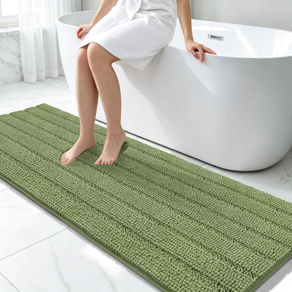 Bcoimo Bath Rug Mat,48x24 High Absorbent Latte Long Bathroom Runner Rugs