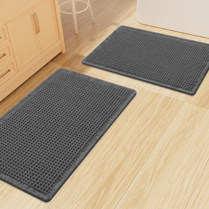 Smiry Waffle Bathroom Rugs Sets 2 Piece (30x20+24x16, Brown)