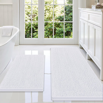 Smiry Chenille Bathroom Rugs Sets 2 Piece (30x20+24x16, Black)