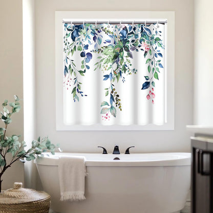 Blue and Green Eucalyptus Shower Window Curtain 40x36 Inch