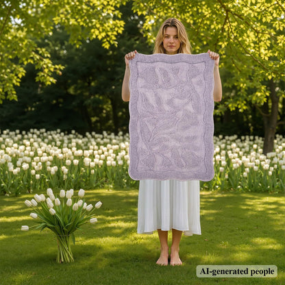 BSICPRO ‌Purple Bathroom Rugs, 24x36 Floral Bath Mats, French Rustic Style