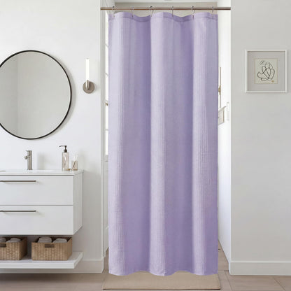 Pink Shower Curtain 72 Inch Length 1 Piece, Waffle Embossed Textured Soft Fabric Hotel Shower Curtain for Bathroom, Modern Polyester Water Repellent Machine Washable Bath Decor, 72Wx72L Inches