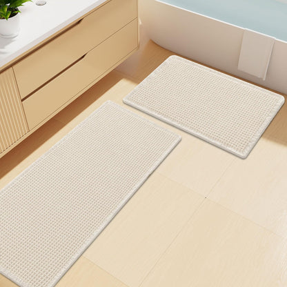 Smiry Waffle Bathroom Rugs Sets 2 Piece (30x20+24x16, Brown)