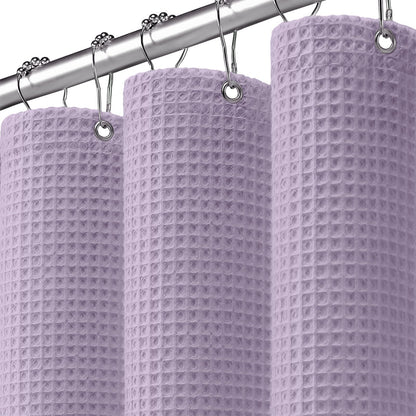 Waffle Weave Shower Curtain Heavyweight Cotton Fabric Black 72Wx72L
