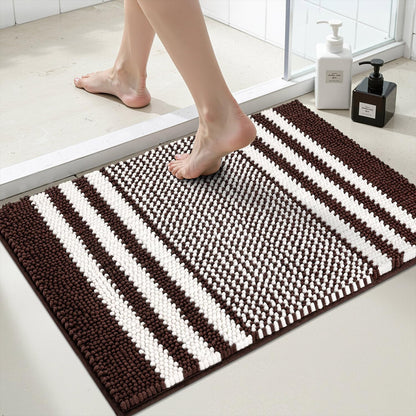 BSICPRO Bathroom Rugs Sets 2 Piece, Non Slip Striped Bath Mats, Fog Blue