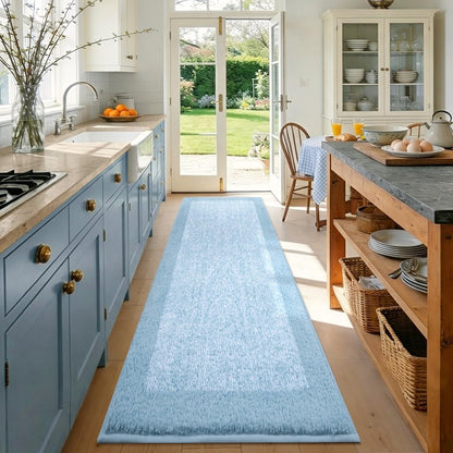 Long 2x4 Ft (48''x24'') Bathroom Rugs, Non Slip Washable Bath Mat Grey