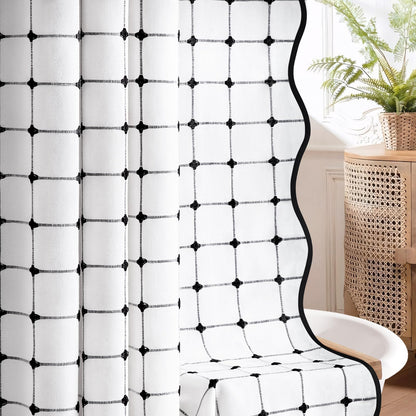 Black and White Boho Shower Curtain, 72" W X 72" L