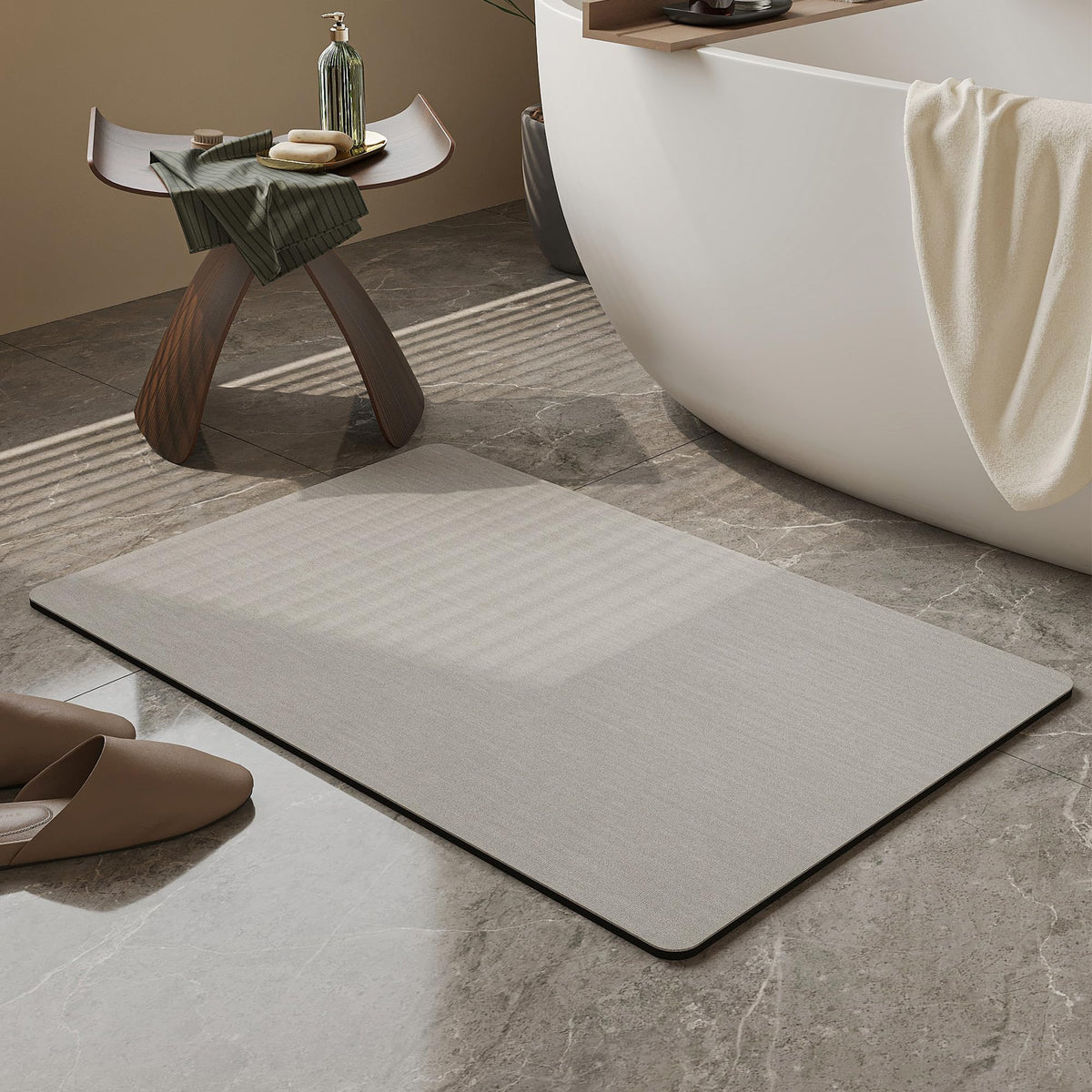 Mecko Bath Mat 16"x24",Ultra Thin Bathroom Rug fit Under Door Light Blue