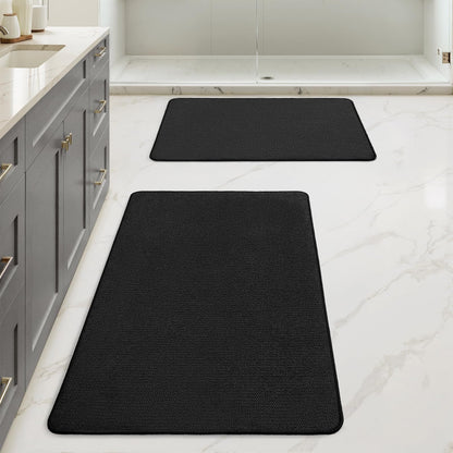 MIULEE Bathroom Rugs Set 2 Pieces, Thin Bath Mats Beige 17"x27"+20"x32"