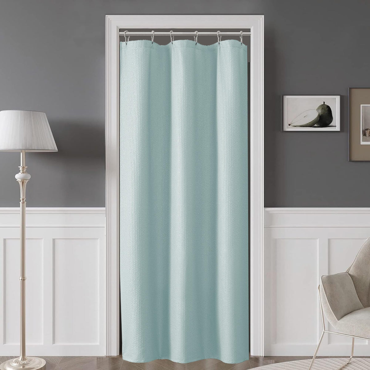 OVZME Berry Cute Shower Curtain, Embossed Textured Fabric Shower Curtain for Bathroom - Soft Cloth & Hotel Spa Luxury, Water Repellent, Machine Washable Shower Curtain, 72X72, Glacier Blue