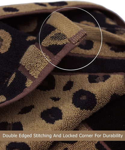 COTTON CRAFT 6 Piece Towel Set - 100% Cotton Animal Print Safari Towels