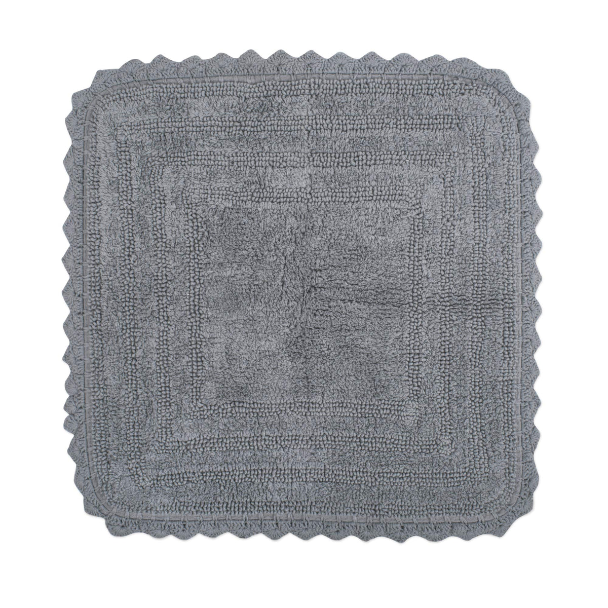 DII Crochet Collection Reversible Bath Mat, Small Oval, 17x24, Dark Green