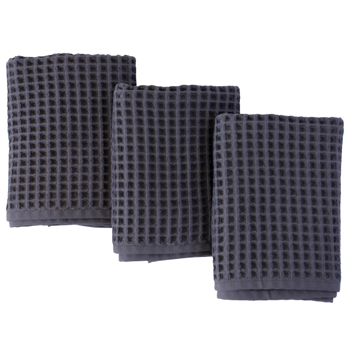 PÜSKÜL Natural 100% Turkish Cotton Waffle Hand and Kitchen Towels Set of 3