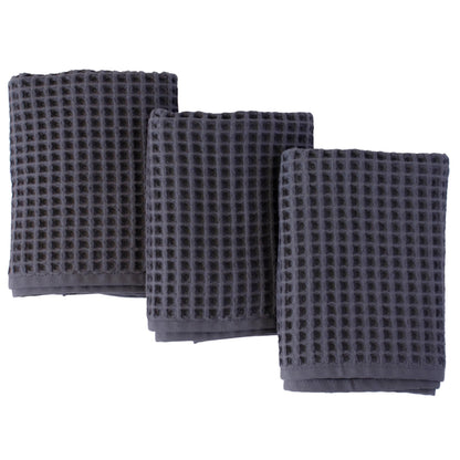 PÜSKÜL Natural 100% Turkish Cotton Waffle Hand and Kitchen Towels Set of 3