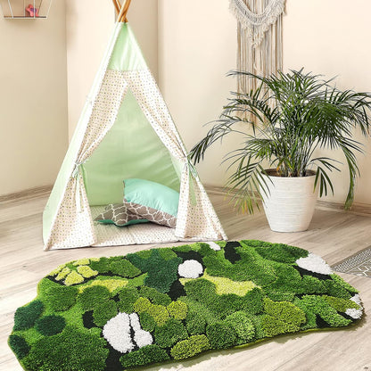 Hifuwan Cute Green Moss Bathroom Runner Rugs, Plant Leaf Bath Mats 20 x 43
