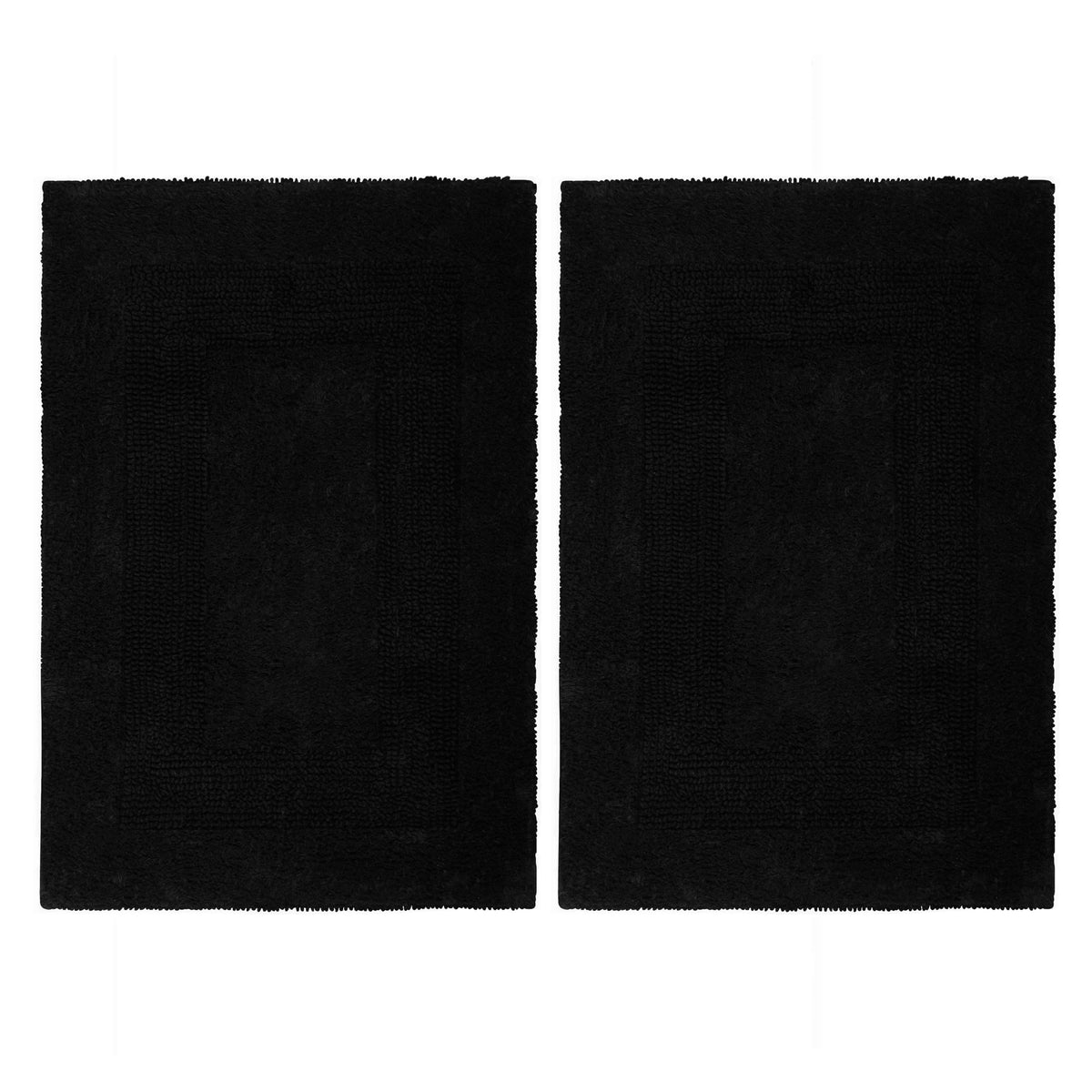 COTTON CRAFT 2 Pack Reversible Bath Mat Rug - Soft Luxurious -17x24- Ivory