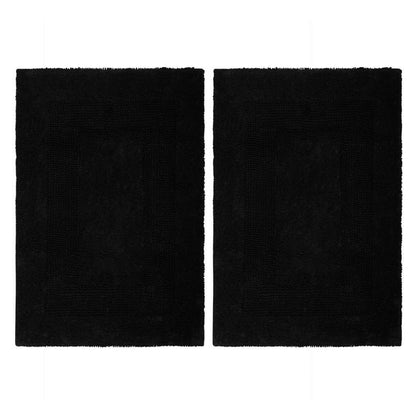 COTTON CRAFT 2 Pack Reversible Bath Mat Rug - Soft Luxurious -17x24- Ivory