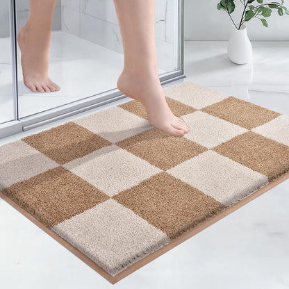 PURRUGS Bathroom Rug Non-Slip Machine Washable 24" x 36", Super Absorbent and Quick-Dry Bath Mat, Extra Soft and Plush Bath Rug for Shower, Bathtub and Sink, Grayish Brown & Coffee