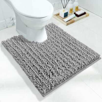 Yimobra Bathroom Rugs Non Slip Washable 32x20 Inch - Ultra Soft Absorbent Chenille Bath Mat, Quick Dry Shaggy Floor Carpet for Tub Shower, Gray Home Decor Accessories