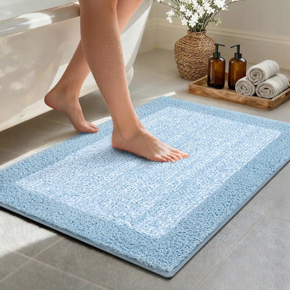 Long 2x4 Ft (48''x24'') Bathroom Rugs, Non Slip Washable Bath Mat Grey