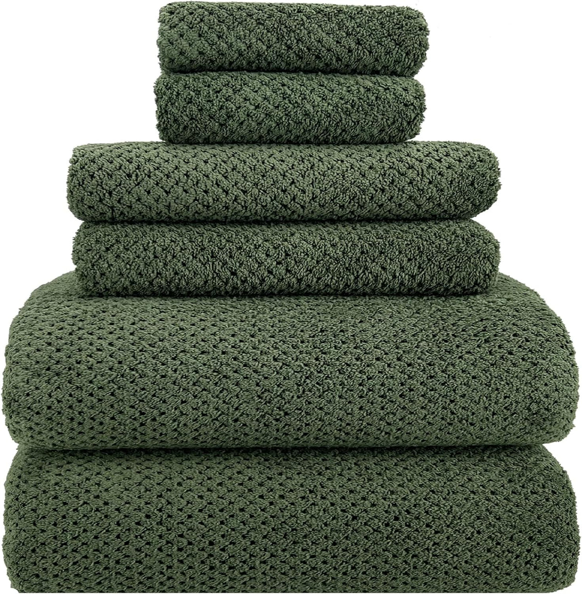 YTYC 29x59 Bath Towels Set,Towels for Bathroom,Olive Green,6-Pieces