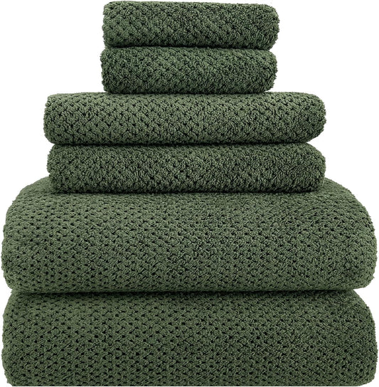 YTYC 29x59 Bath Towels Set,Towels for Bathroom,Olive Green,6-Pieces