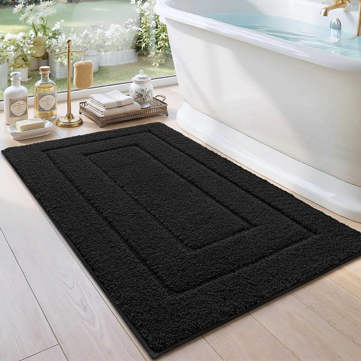 DEXI Bathroom Rugs 36x24, Non-Slip and Absorbent Bath Mat, Beige