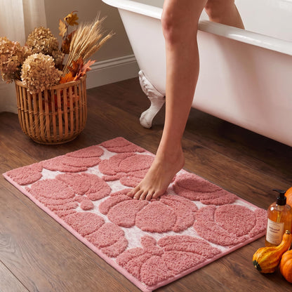 Luxury Fall Autumn Beige Cream Pumpkin Bathroom Mat, 17"x25" Extra Soft and Absorbent Microfiber Bath Rug, Non-Slip TPR Back, Plush Shaggy Bath Carpet for Floor