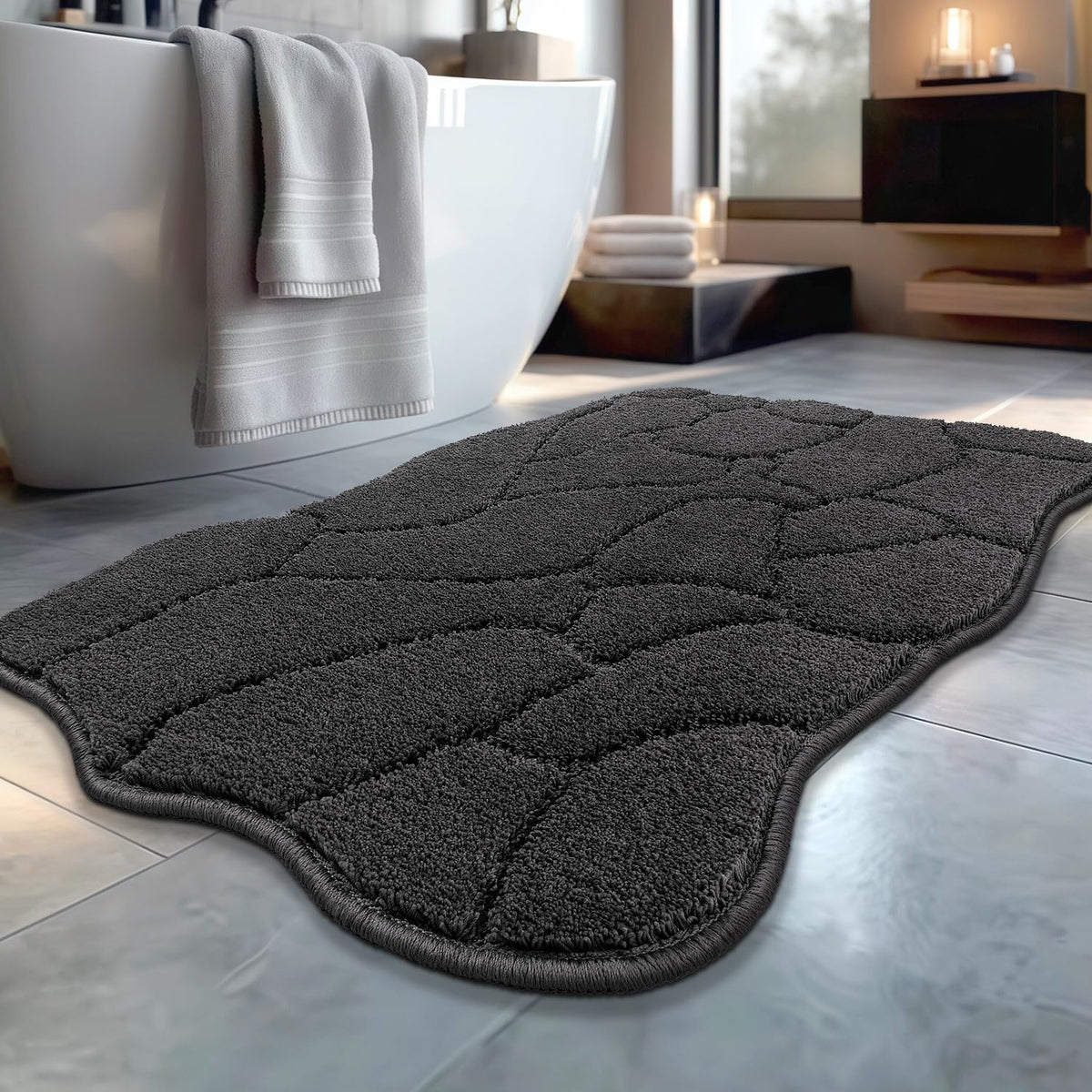 BSICPRO ‌Purple Bathroom Rugs, 24x36 Floral Bath Mats, French Rustic Style