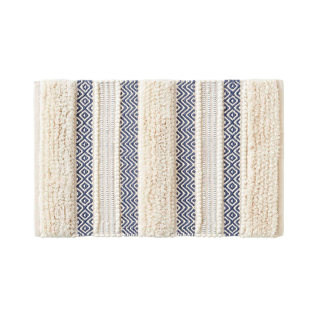 INK+IVY Asher Non-Slip Bath Rug Absorbent Quick Dry Striped, 20 x 32, Navy
