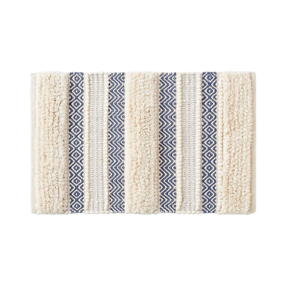 INK+IVY Asher Non-Slip Bath Rug Absorbent Quick Dry Striped, 20 x 32, Navy