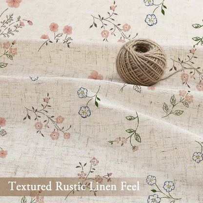 Farmhouse Linen Shower Curtain, Boho Garden Floral Curtain, 72 x 72
