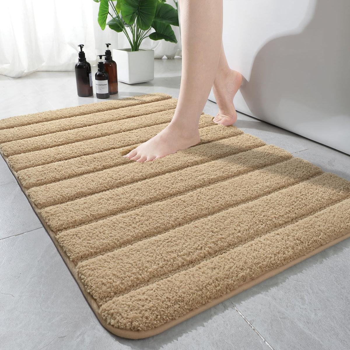 AROGAN Luxury Long Bathroom Runner Rugs 24x60 Inch Bath Rug Non Slip, Black
