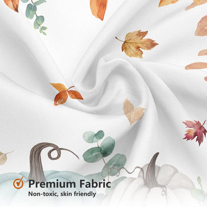 MEHOFOND Autumn Pumpkin Shower Curtain Maple Leaves Floral Bath Curtain