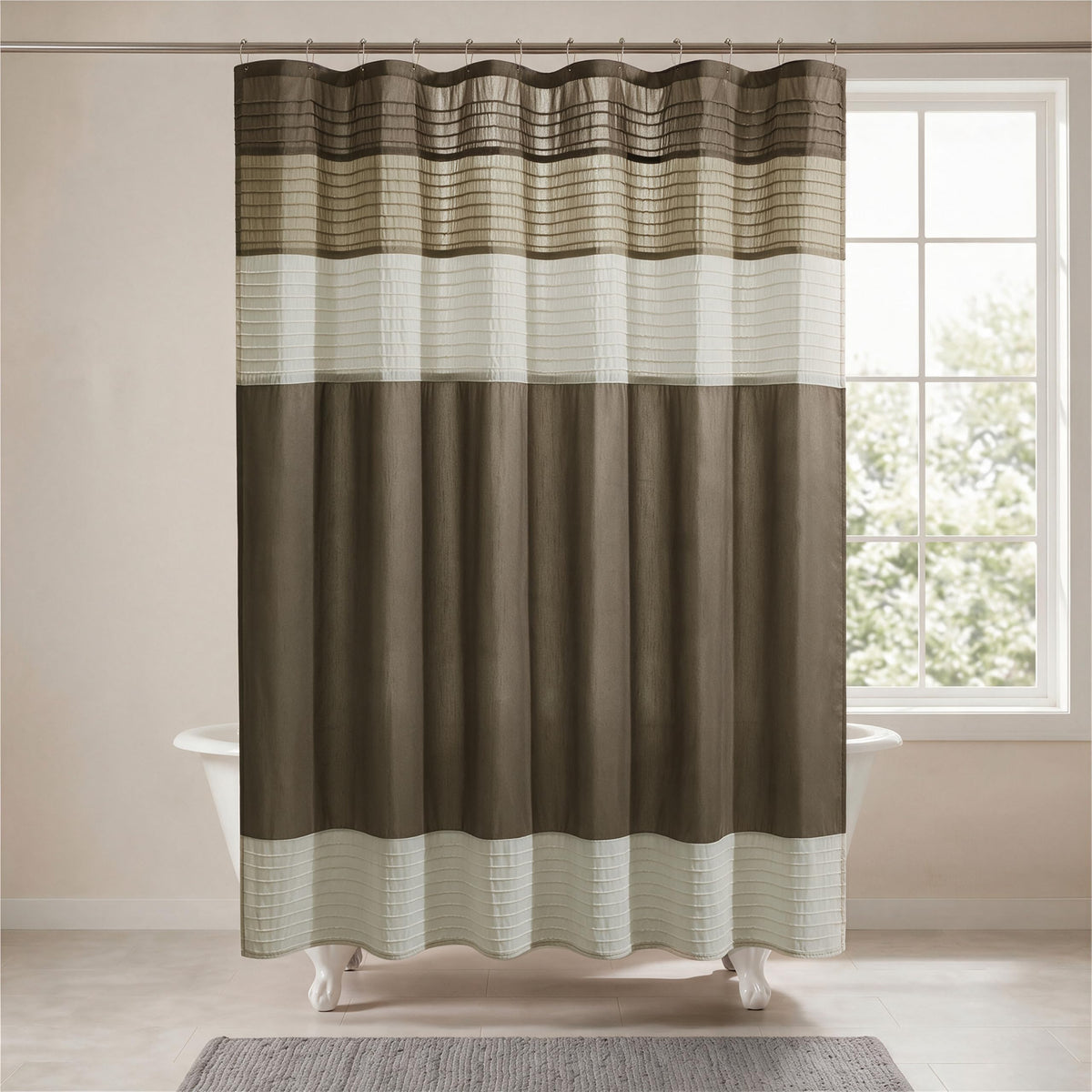 Madison Park Amherst 72 x 72 Bathroom Shower Curtain, Faux Silk, Black