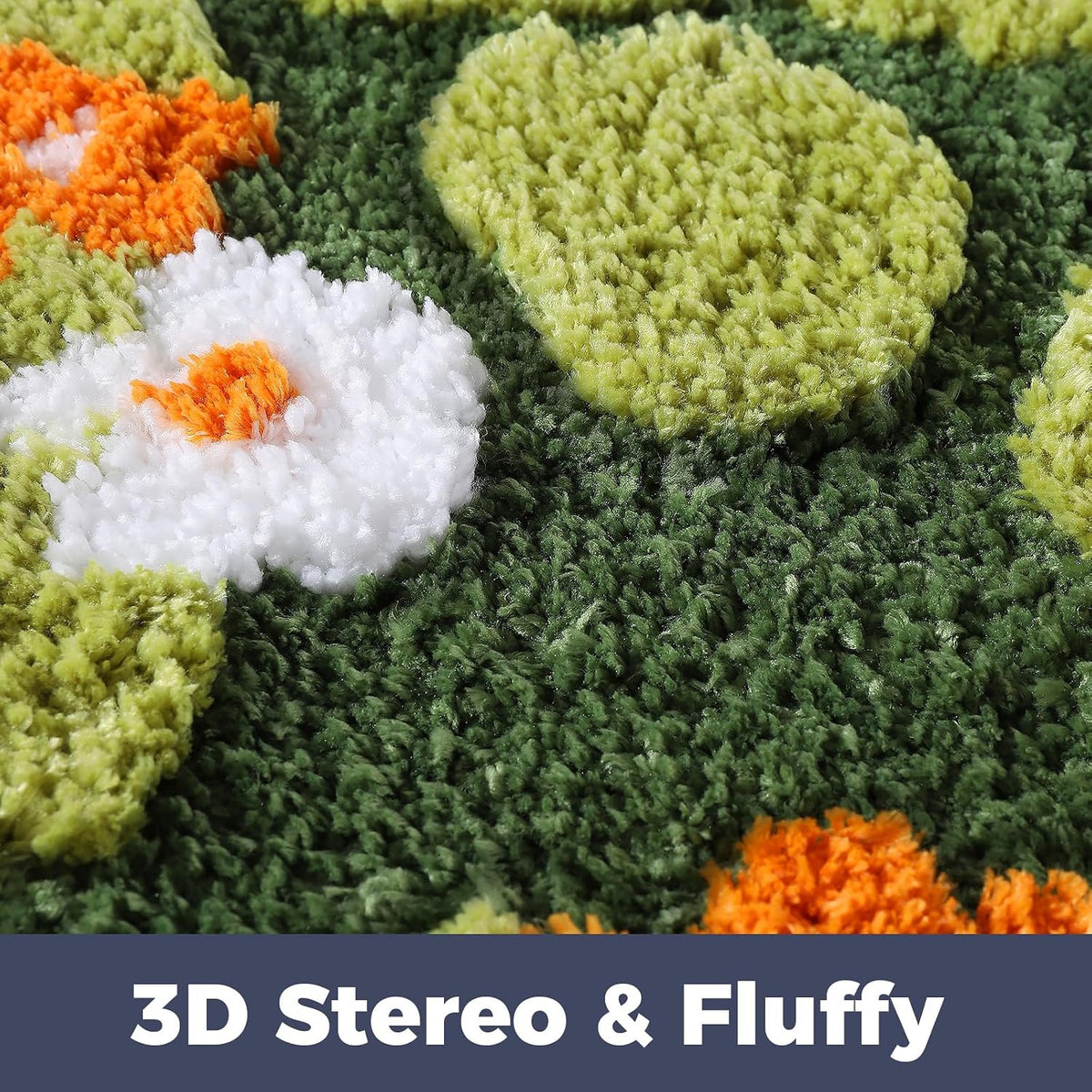 Green Floral Moss Bathroom Rug Bath Mat Soft Cute Rugs 20"x32"
