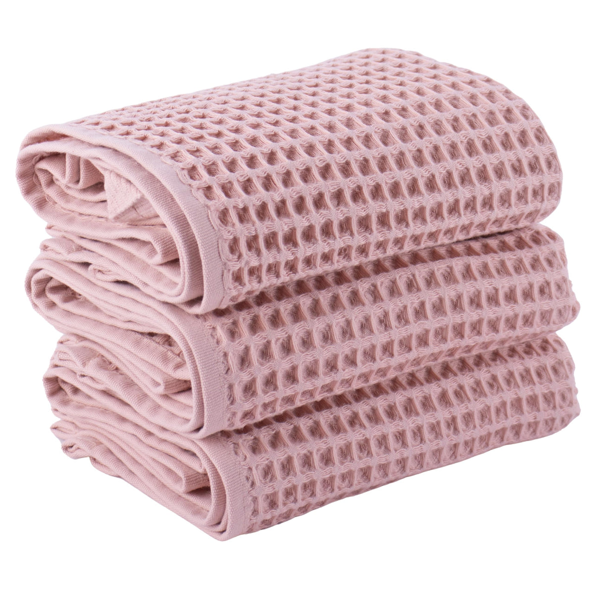 PÜSKÜL Natural 100% Turkish Cotton Waffle Hand and Kitchen Towels Set of 3