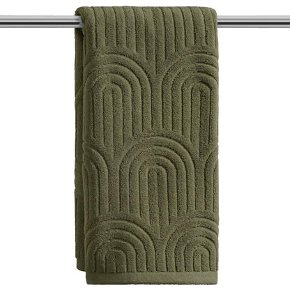 Artoid Mode 2 Pcs Caramel 3D Arched Stripes Jacquard Hand Towels for Bathroom, 100% Cotton Soft Absorbent Bathroom Decor Towels, 13.7 x 29.5 Inch