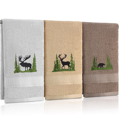 FuWeave 3 Pcs Eucalyptus Leaves Hand Towels for Bathroom Kitchen Decor