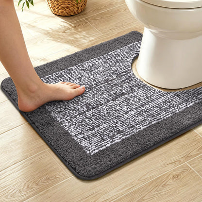 Long 2x4 Ft (48''x24'') Bathroom Rugs, Non Slip Washable Bath Mat Grey