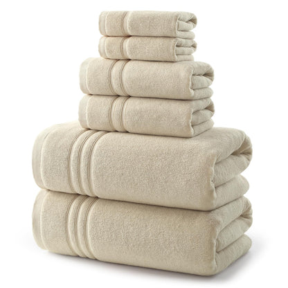 REDKISS Beige Towels Set 6 Piece Cotton Towel Sets with 2 Bath Towels, 2 Hand, 2 Washcloths, 650GSM Hotel Quality, Soft, Highly Absorbent Towels for Bathroom Gym, Ideal Everyday Use