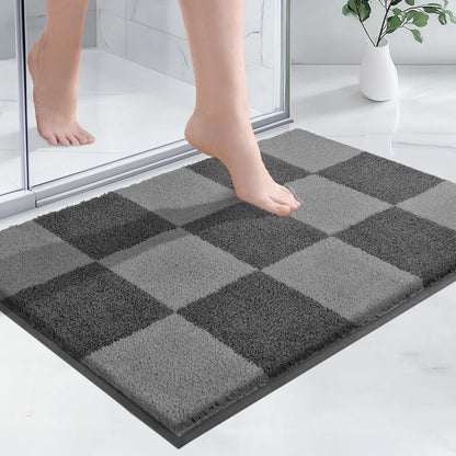 PURRUGS Bathroom Rug Non-Slip Machine Washable 24" x 36", Super Absorbent and Quick-Dry Bath Mat, Extra Soft and Plush Bath Rug for Shower, Bathtub and Sink, Grayish Brown & Coffee